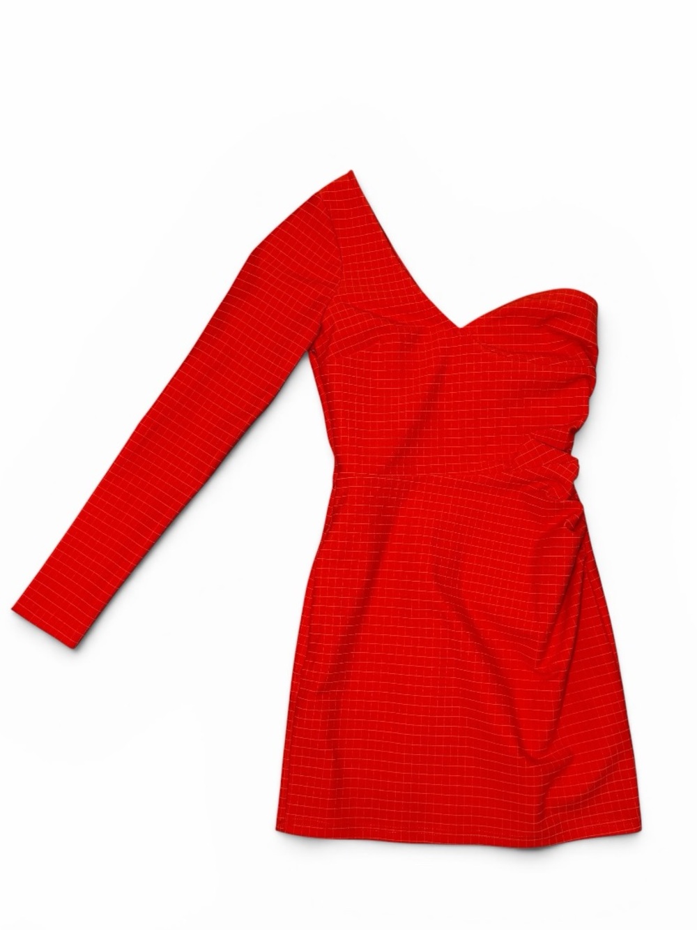 h:ours Anabel One Shoulder Ruched Mini Dress Orange Marmalade XS